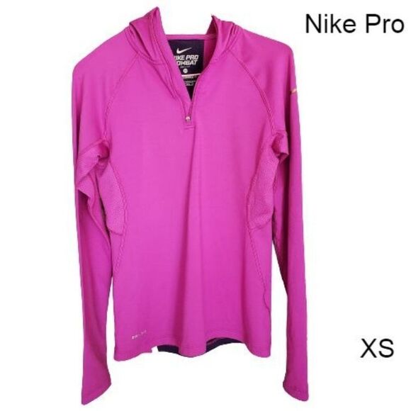 Nike Pro Women's Long Sleeve 1/4 zip Pullover Hooded Running Top XS NWOT - Picture 1 of 6